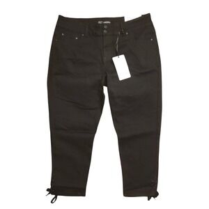 Sandpiper Jeans Plus 18 Black Lace Up Sides Cropped Denim Pants‎ Sexy NEW NWT